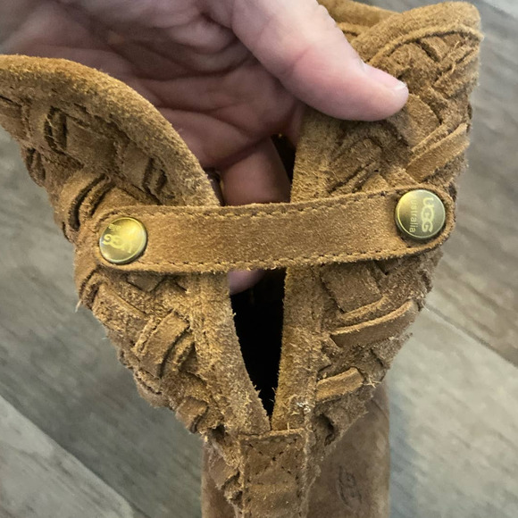 UGG AUSTRALIA Lynnea Weave Suede Studded Fold Over Clog Ankle Boot - Picture 8 of 13